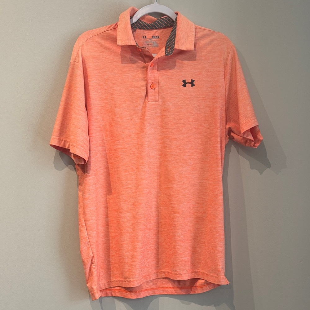 Under Armour Men's Orange Golf Polo Shirt Medium
